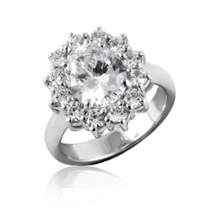 Anello ovale grande bianco A282 "Princess"