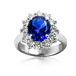 Anello ovale grande blu A282bl "Princess"