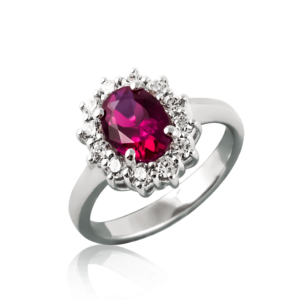 Anello ovale piccolo rosso A382ro "Princess"