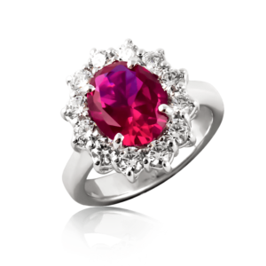 Anello ovale grande rosso A282ro "Princess"