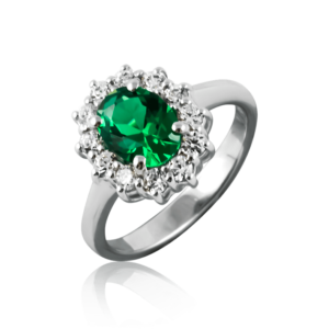 Anello ovale piccolo verde A382ve "Princess"