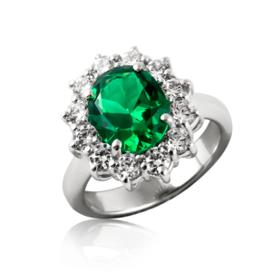 Anello ovale grande verde A282ve "Princess"