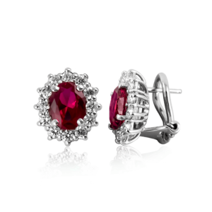 Orecchini a clips piccoli ovali rossi B382ro "Princess"