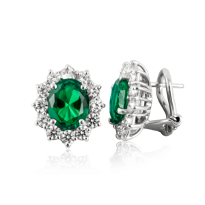 Orecchini a clips ovali grandi verdi B282ve "Princess"