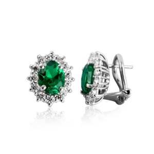 Orecchini a clips piccoli ovali verdi B382ve "Princess"