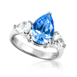 Anello topazio Fancy azzurro a goccia A509az "Royale"