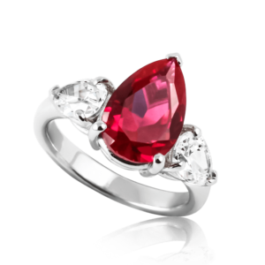 Anello pietra a goccia piccola rossa A509ro "Royale"