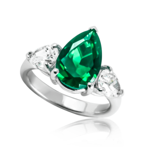 Anello pietra a goccia piccola verde A509ve "Royale"