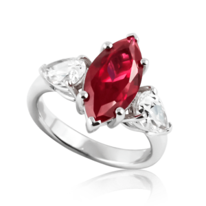 Anello pietra a navette rossa A508ro "Royale"