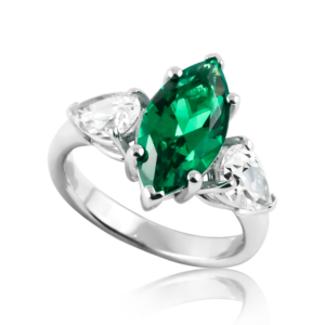 Anello pietra a navette verde A508ve "Royale"