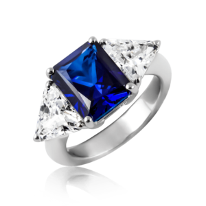 Anello pietra rettangolare blu A505bl "Royale"