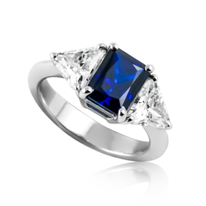 Anello pietra rettangolare piccola blu A506bl "Royale"
