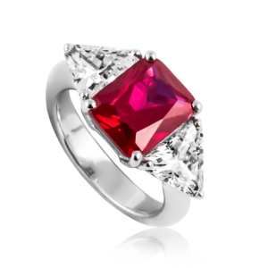 Anello pietra rettangolare rossa A505ro "Royale"