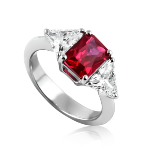 Anello pietra rettangolare piccola rossa A506ro "Royale"