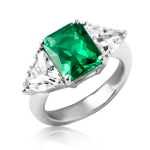 Anello pietra rettangolare verde A505ve "Royale"