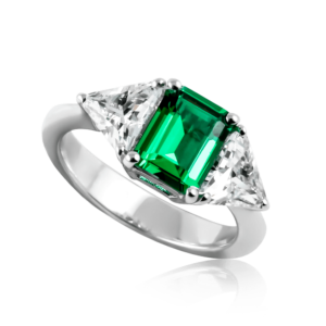 Anello pietra rettangolare piccola verde A506ve "Royale"