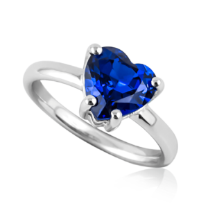 Anello solitario cuore blu A308bl "Luce"