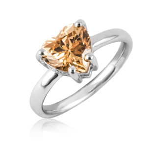 Anello solitario cuore champagne A308ch "Luce"