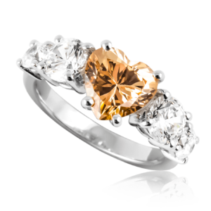 Anello scalare con cuore champagne A360ch "Luce"