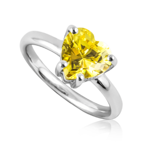 Anello solitario cuore giallo A308gi "Luce"