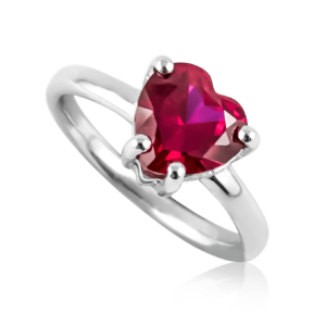 Anello solitario cuore rosso A308ro "Luce"