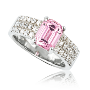 Anello pietra ottagonale rosa A387r "Lovely Pastel"